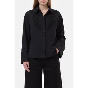 NEW CLOSED flower embroidered shirt in black